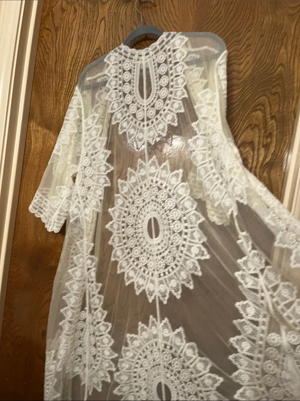 One Size Rachel Zoe Lace Kimono Duster in Ivory